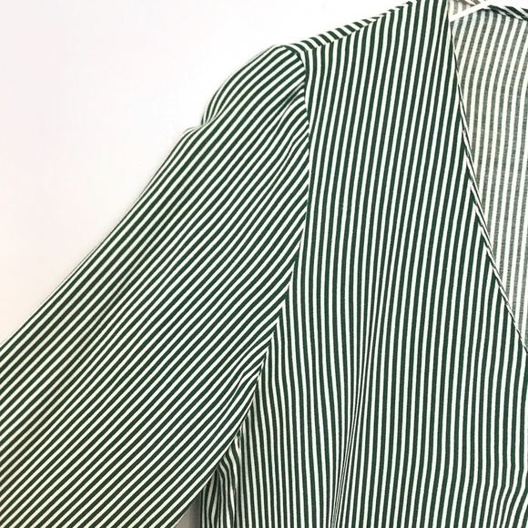 Zara Trafaluc Green/White V-Neck Peplum Blouse M - Picture 5 of 8
